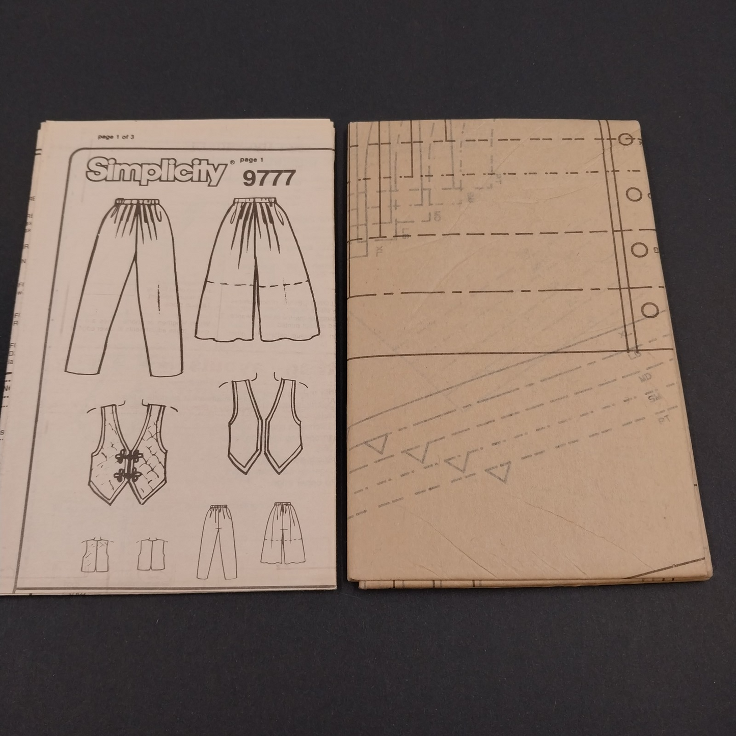 Simplicity 9777 Vtg Sewing Pattern '90s Miss Split Skirt Pants Vest Size A Uncut