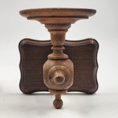 Set of 2 Teakwood Wall Sconce Candle Holders 6"H Fits 4" Candles Natural Wood