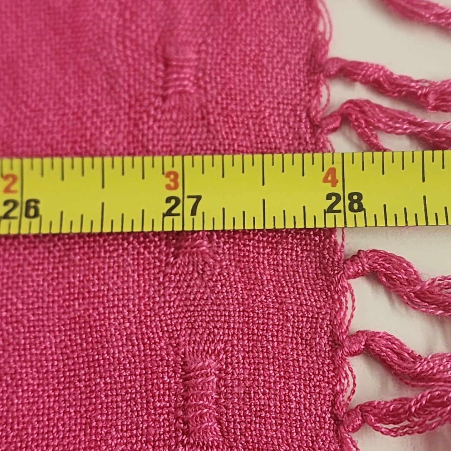 Glentex Pink Rebozo Scarf Handwoven Cotton Fringe 28x28