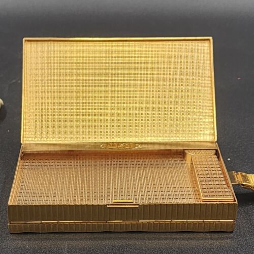 Evans Compact Wristlet Double Sided Gold Quilted Design Mesh Strap Vintage 1940s