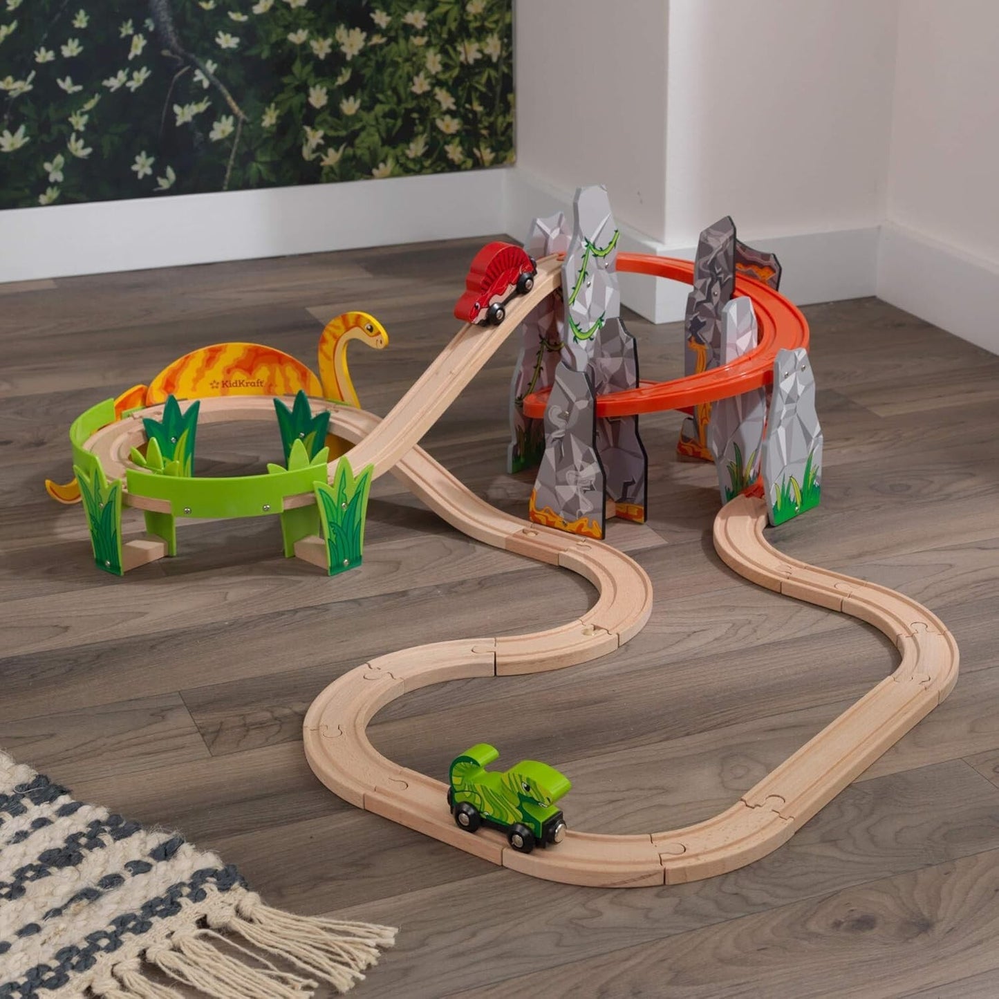 KidKraft Dino World Wooden Train Set Volcano Escape New in Box