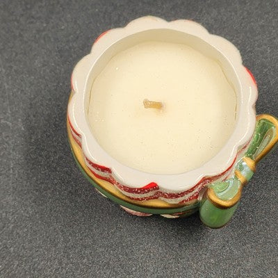 Avon Peppermint Tealight Holder Green Christmas Ribbon 2.5" Vintage China