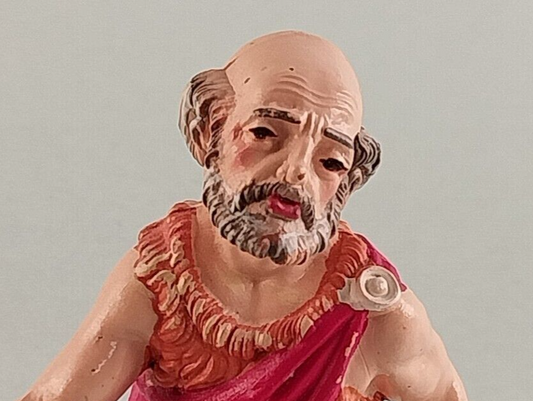 Hollow Chalkware Plaster Nativity Scene Kneeling Beggar Figurine Vintage