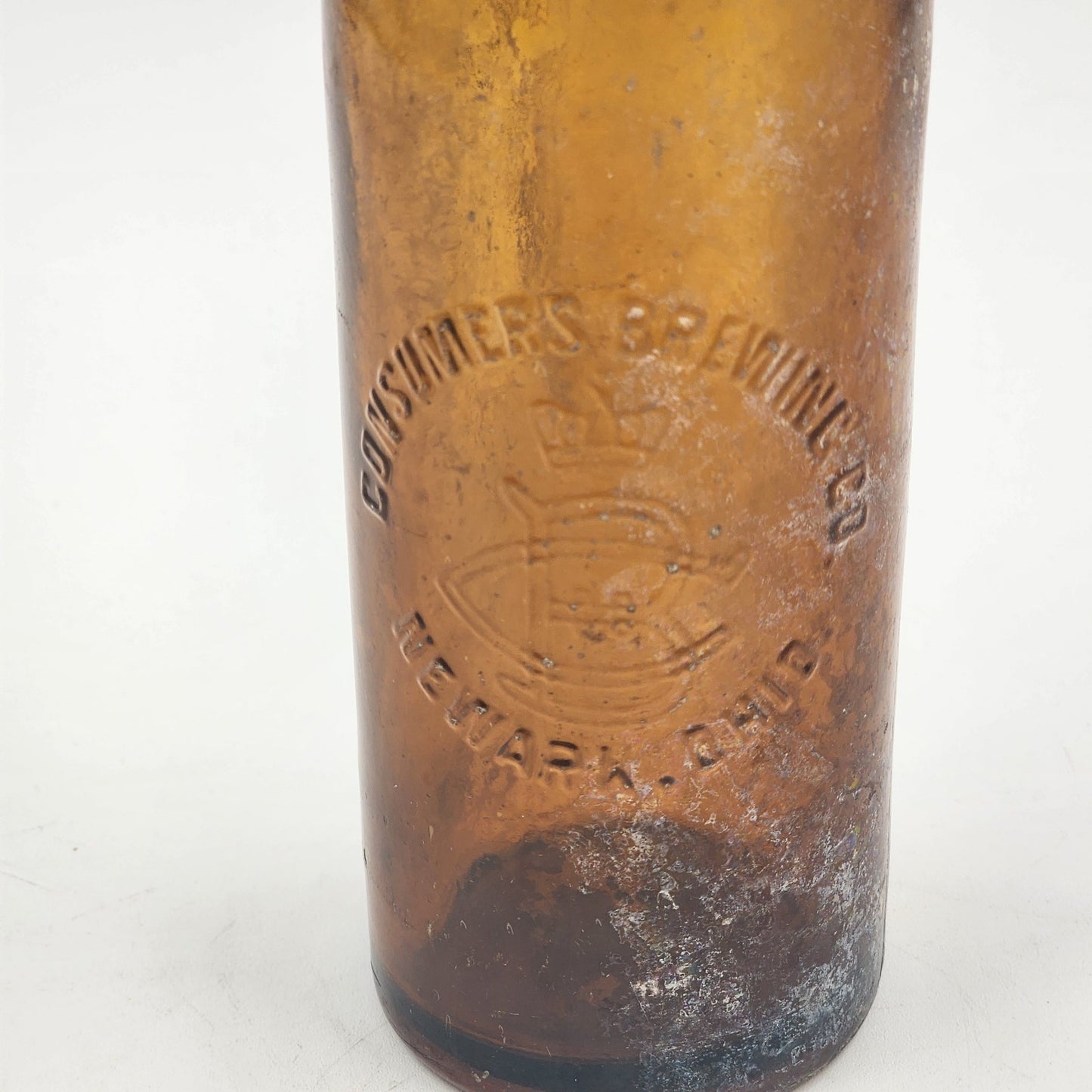 Consumers Brewing Co Beer Bottle Empty Dark Amber Embossed 9" Newark Ohio 1870's