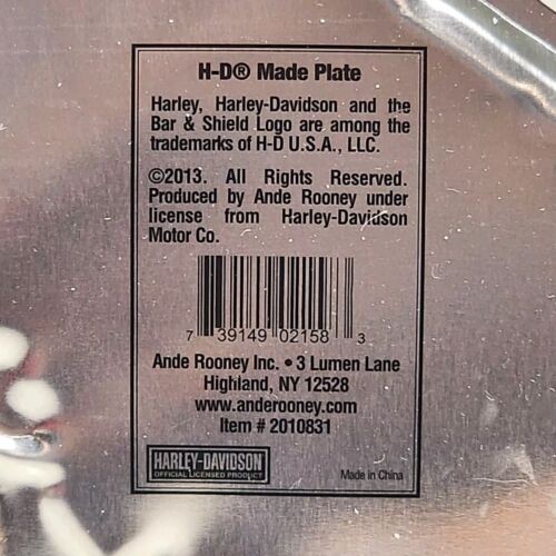Harley Davidson H-D Made Plate Embossed Tin Metal Sign 2013 Bar Shield 17"x12.5"