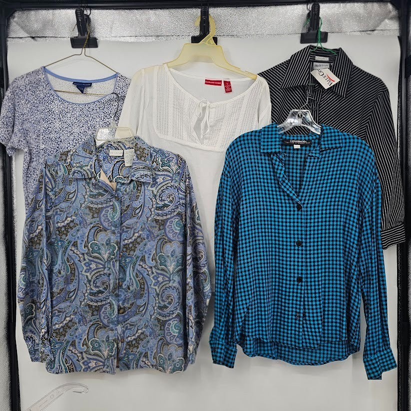 Lot 5 Ladies Tops Size Small Button Up Blouses Canvasbacks Horsfield Vanderbilt