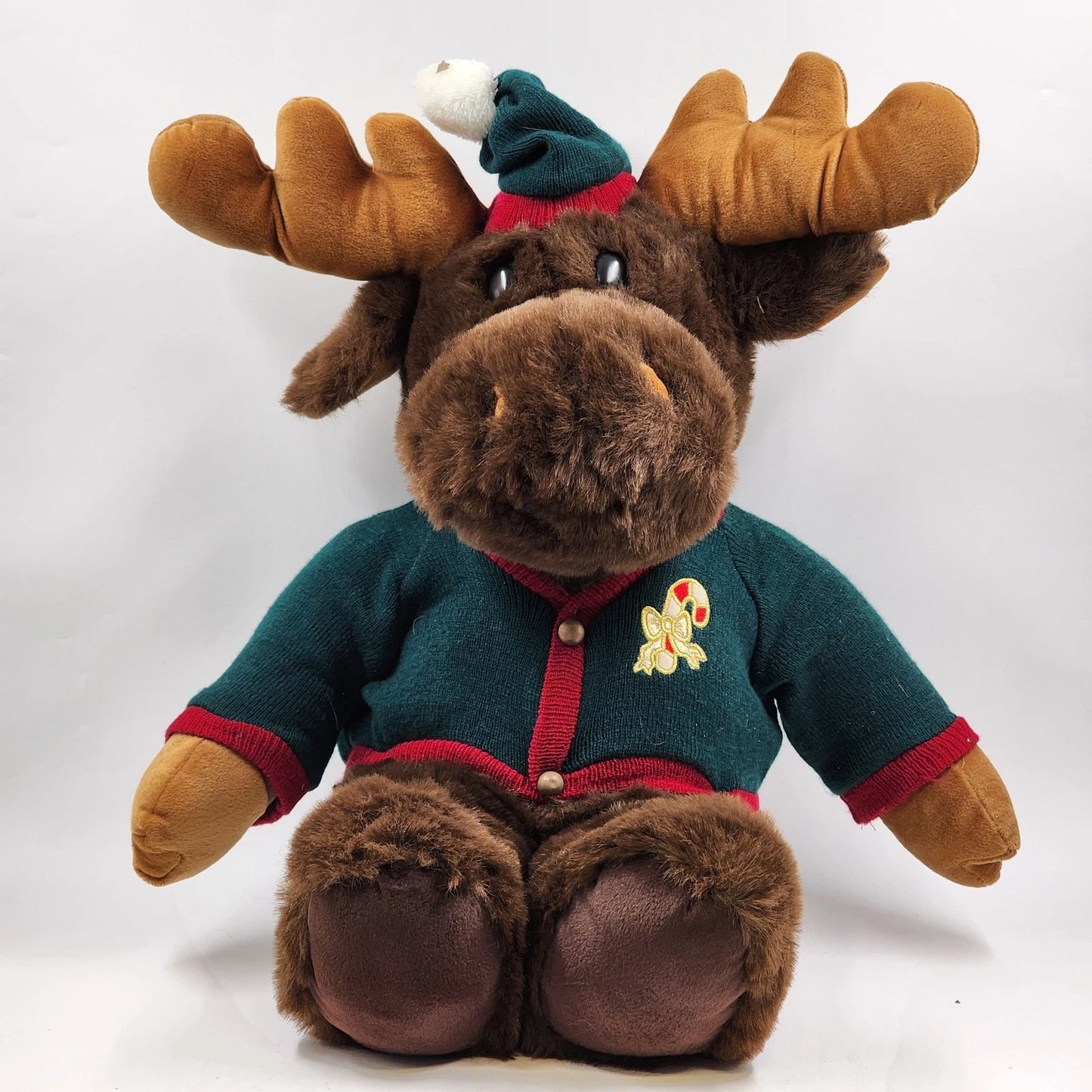Prima Creations Cuddly Moose Plush 18" Sitting Christmas Sweater Holiday Decor