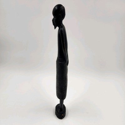 African Man Ashanti Asante Statue Sculpture Hand Carved Ebony Dark Ironwood 15"