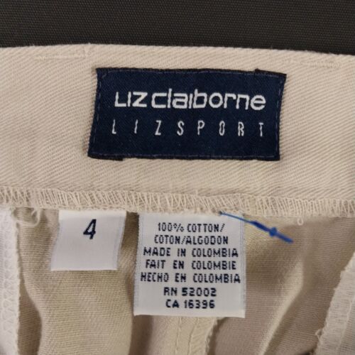 Liz Claiborne Lizsport Women's Beige Slacks 4 straight Leg Cotton 5 pockets
