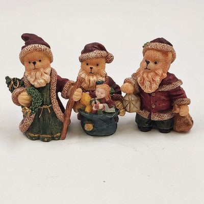 Cherished Moments Santa Bears 1799 Tea Time Mini Tea Set 6" Vintage 1995