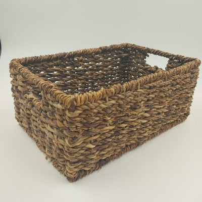 Water Hyacinth Woven Storage Basket Medium 12" w/ Metal Frame Organizer