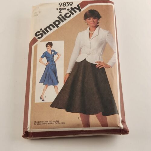 Simplicity 9839 Vintage Sewing Pattern Misses Size 16 Skirt and Jacket Cut