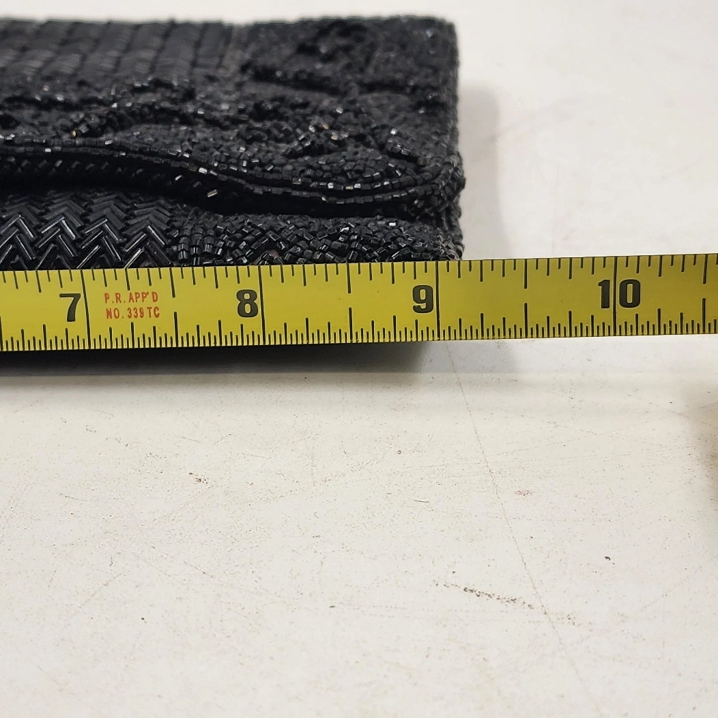 Black Beaded Clutch Purse Evening Set w Matching Eyeglass Holder Handmade Vtg