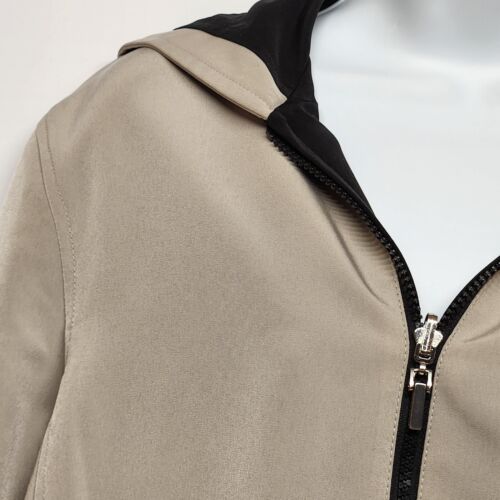 Fleet Street Reversible Women's Hooded Coat Beige/Black Full Zip Size Medium