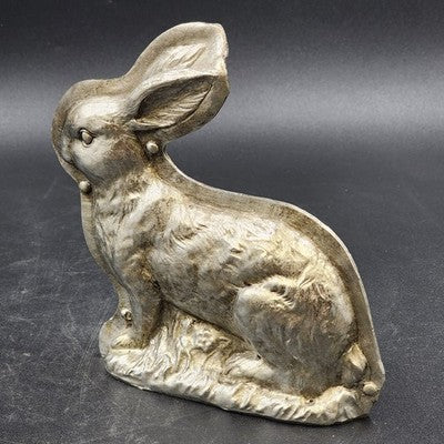 Easter Bunny Rabbit Decor Figurine Faux Silver Metal Chocolate Candy Mold