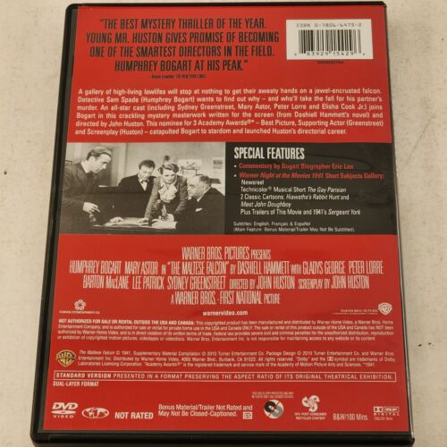 The Maltese Falcon DVD 1941 Warner Bros Humphrey Bogart Mary Astor Peter Lorre