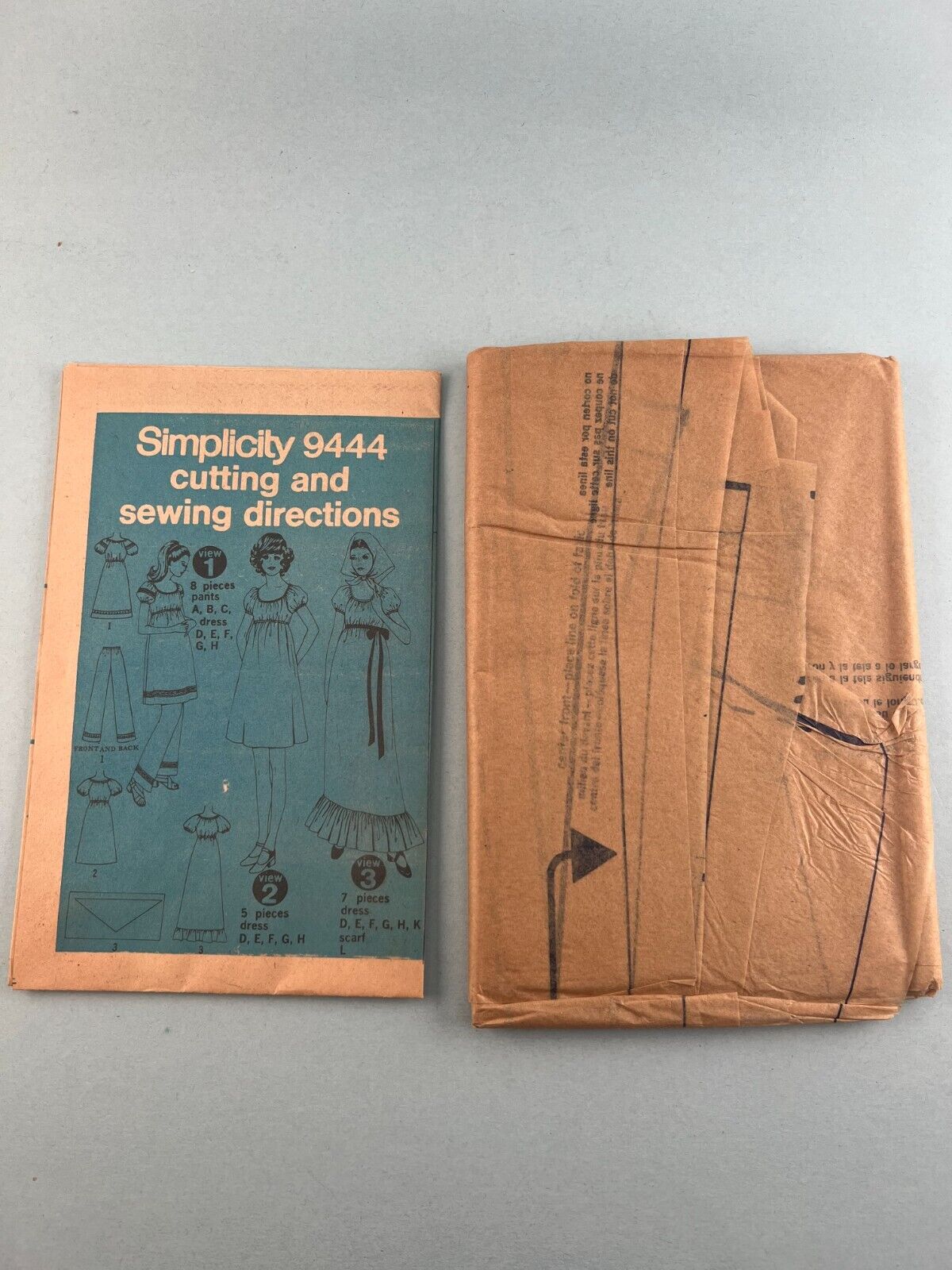 Simplicity 9444 Vintage Sewing Pattern 1971 Misses Maternity Dress Pants Scarf