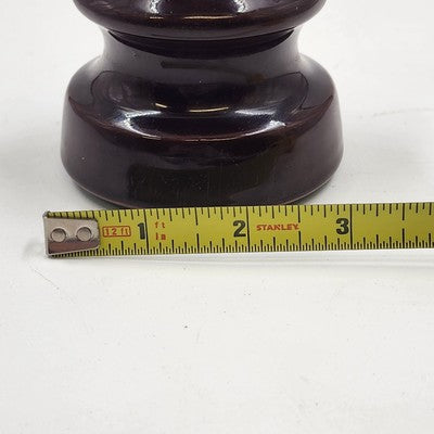 1953 Dark Brown Ceramic Porcelain Insulator 3.5" Tall x 3.25" Wide