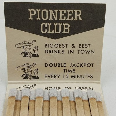 Pioneer Club Double Jackpot Downtown Las Vegas Full Matchbook Cowboy