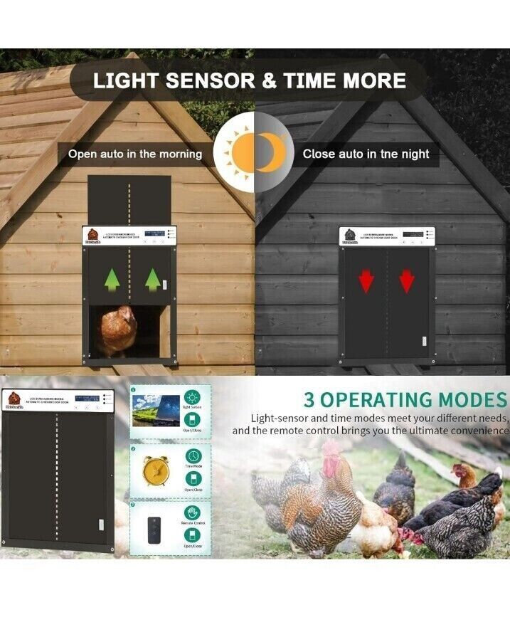 Automatic Chicken Coop Door Timer Control Battery Operated Aluminum