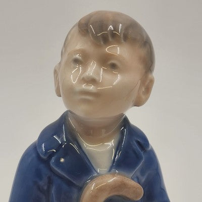 Royal Copenhagen April Boy Umbrella Figurine Porcelain Denmark 6.5"