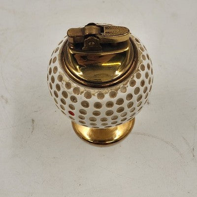 Swank Golf Ball Table Lighter Japan 1960s Ceramic 4" Needs Fluid & Flint Vintage