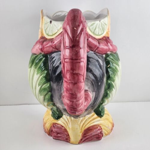 Bassano Ceramic Lobster Pottery Pitcher Made in Italy Hand Painted Shells Citrus