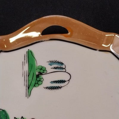 Japanese Lusterware Mini Platter Tray 6.5" Hand Painted Countryside Vintage 1960