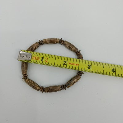 Set of 4 Bracelets in Faux Pearl Faceted Beads Brown & Gold Tone Stretchable 7"