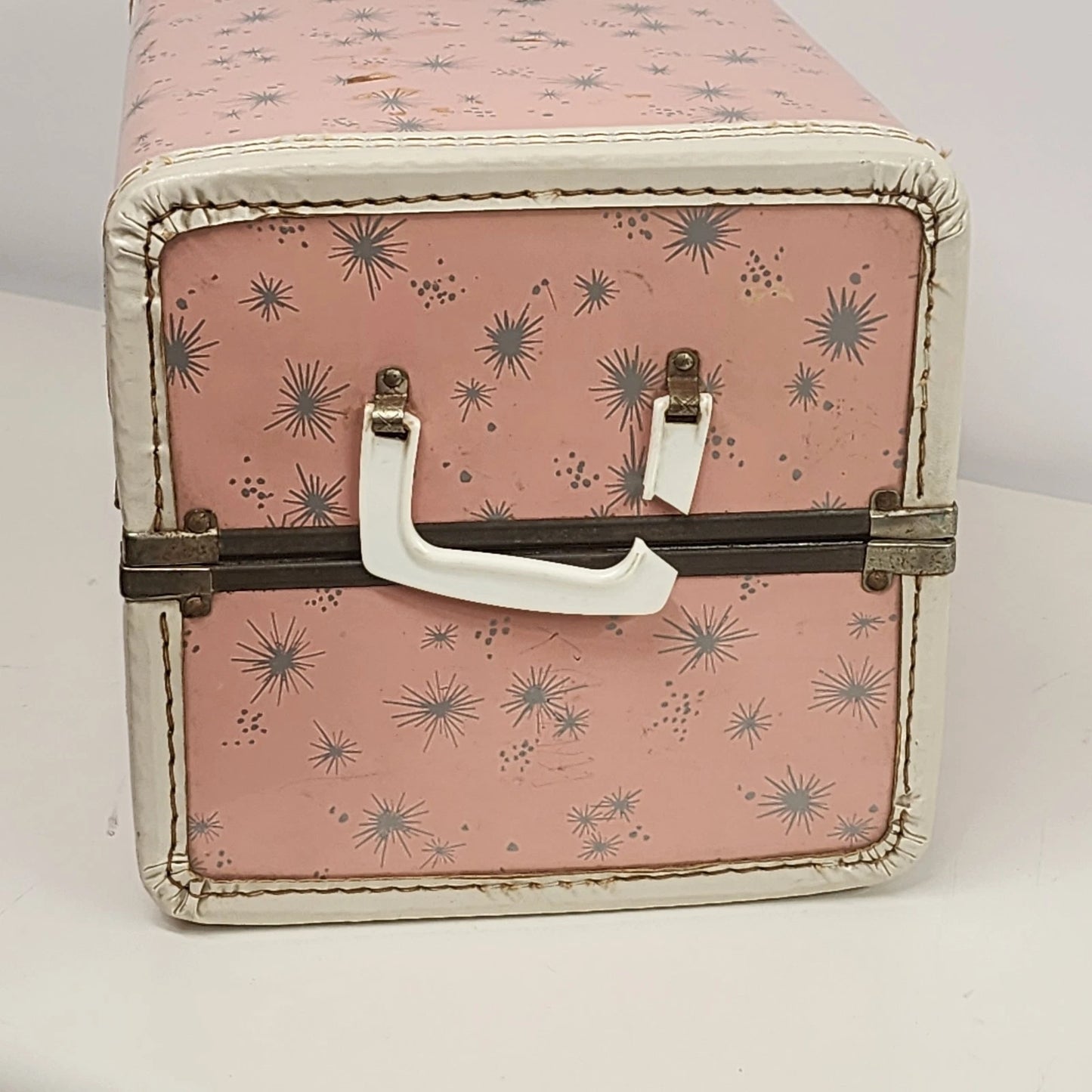Chatty Cathy Accessory Trunk Doll Case Metal Pink Starburst 1960's Storage