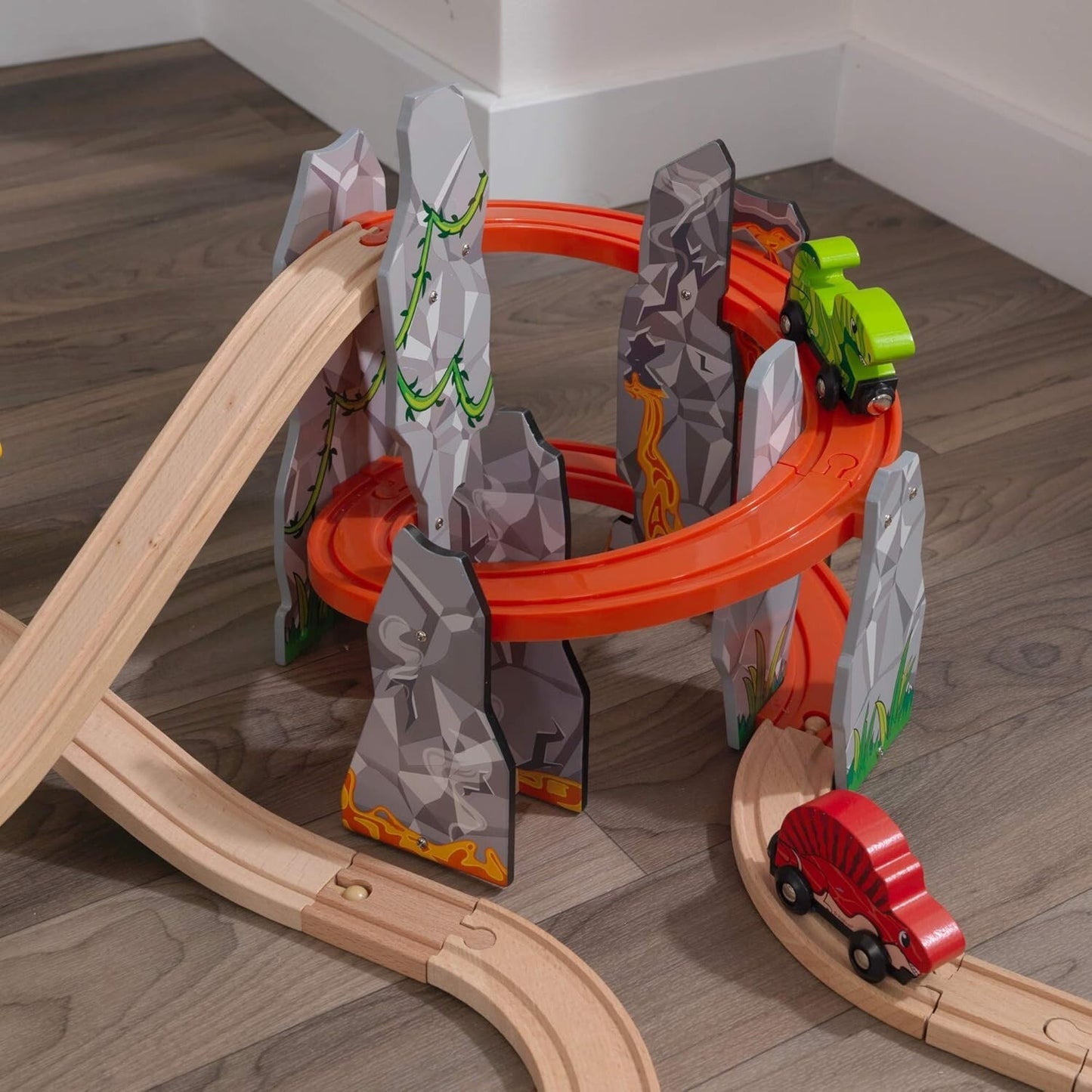 KidKraft Dino World Wooden Train Set Volcano Escape New in Box