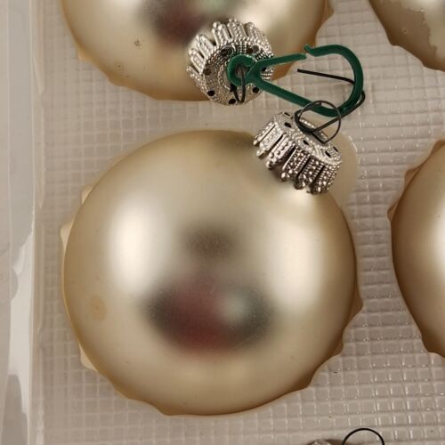 Christmas by Krebs Ornaments in Box Silver White Pearl Satin Crown Top 6 pk 2.5"