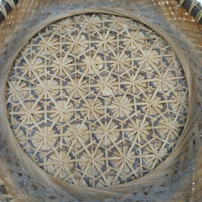 Small Rice Basket Natural Brown Tightly Woven Intricate Design Wood Edge 5"