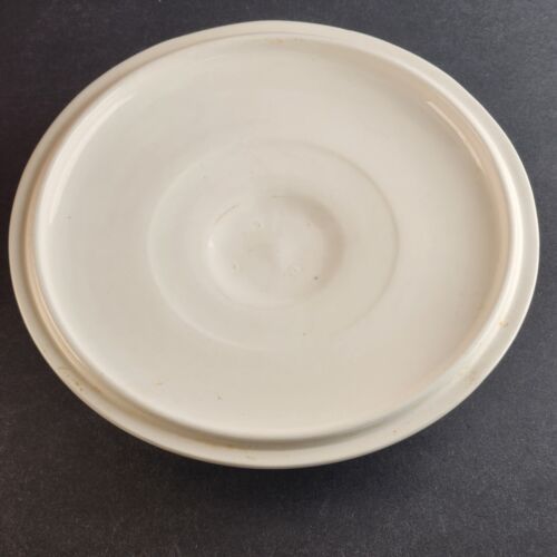 Ceramic Pottery Pink & White Vintage Covered Casserole Dish 9" Across x 4.5" T