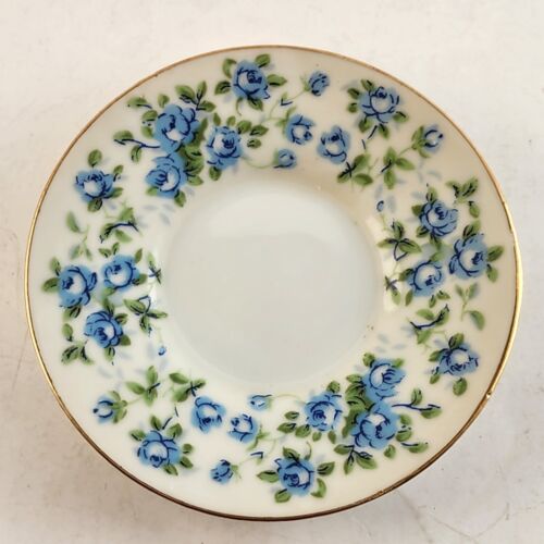Enesco China Rose Blue Mini Teacup & Saucer Candle Porcelain Japan