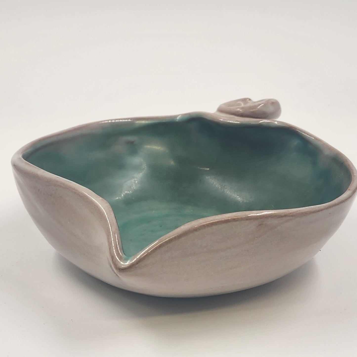 Stangl Pottery Candy Leaf Dish Turquoise Inside Gray Outside No 3787 MCM USA