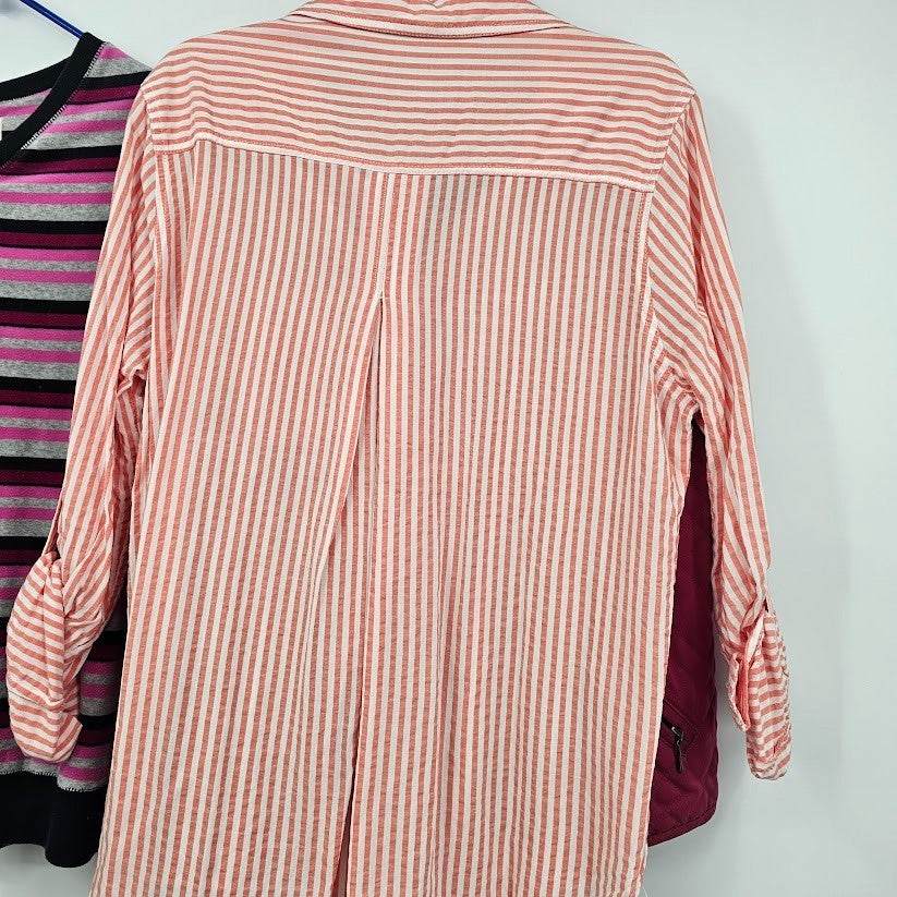 5 Ladies Sweaters & Tops Size XL Blue Pink Red Long Sleeve Button Up Casual Lot