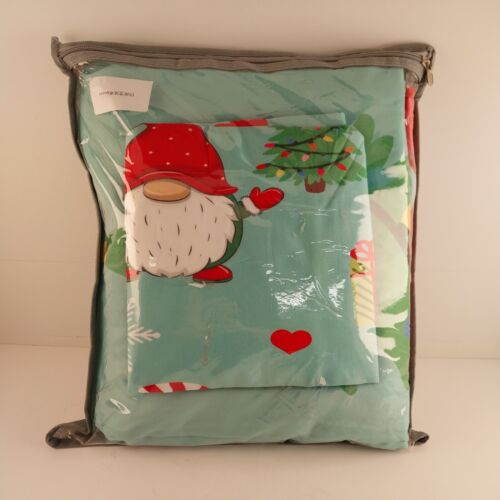 Christmas Santa Gnomes Bed Sheets Queen Cute Reindeer Sheet Set Holiday Bedding