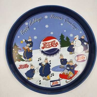 Metal Soda Pop Retro Serving Tray Pepsi-Cola Holiday Season's Greetings 11.75"