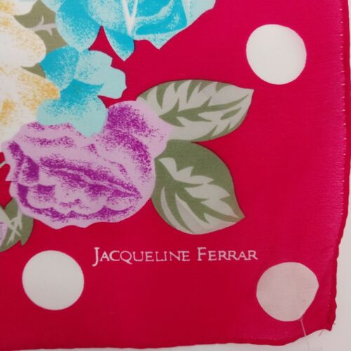 Pink Floral Head Neck Scarf 28" Square Polka Dots Vintage Headscarves Cover Up