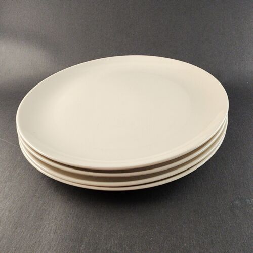Set of 4 Dinner Plates Solid White 10.25" Diameter No Pattern Generic Shiny