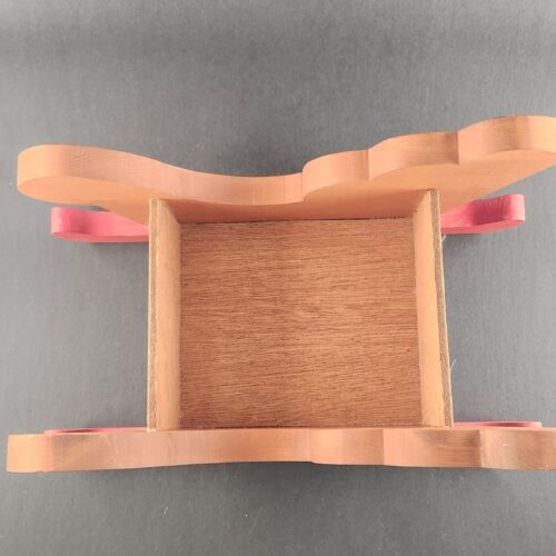 Christmas Decorative Wooden Sleigh Light Brown with Red Runners 13.5" x 7" x 8"h