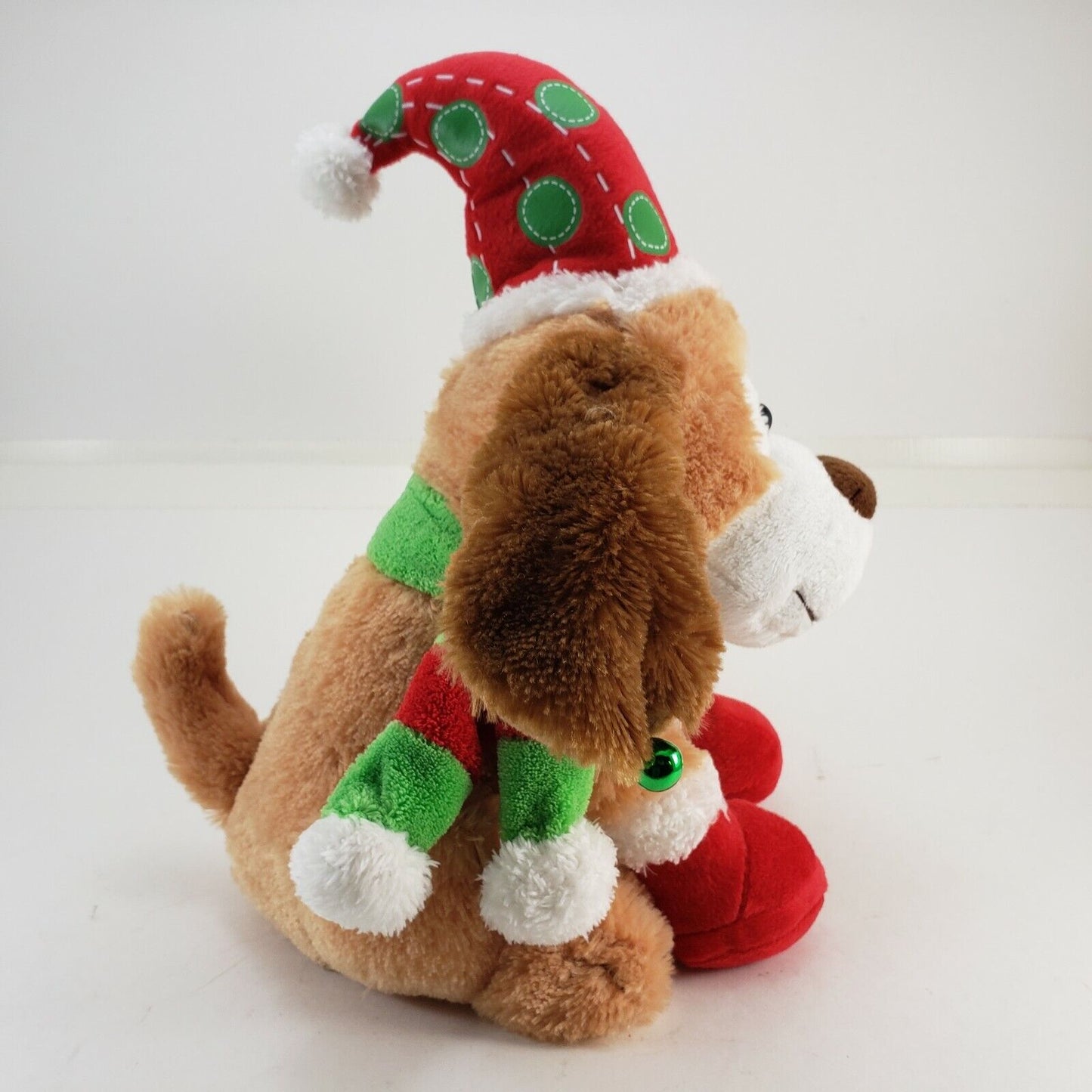 Animated Christmas Plush Dog Sings I Feel Good Sound N Light Animatronics 2010