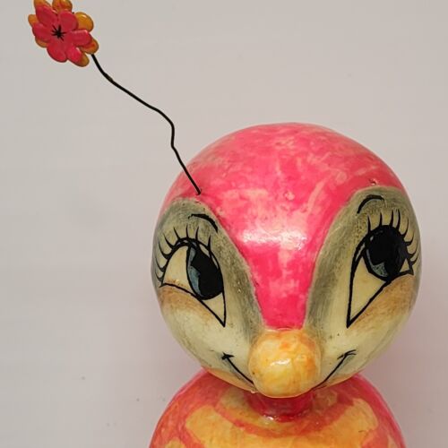 Paper Mache Ladybug Bank DeSela Pink 1960's Signed 9-1/2" Mod Groovy Turtle
