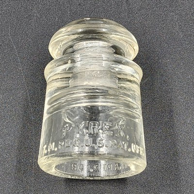 Pyrex MC Clear Glass Insulator NDD Code USA Made 2.5"x4" Vintage