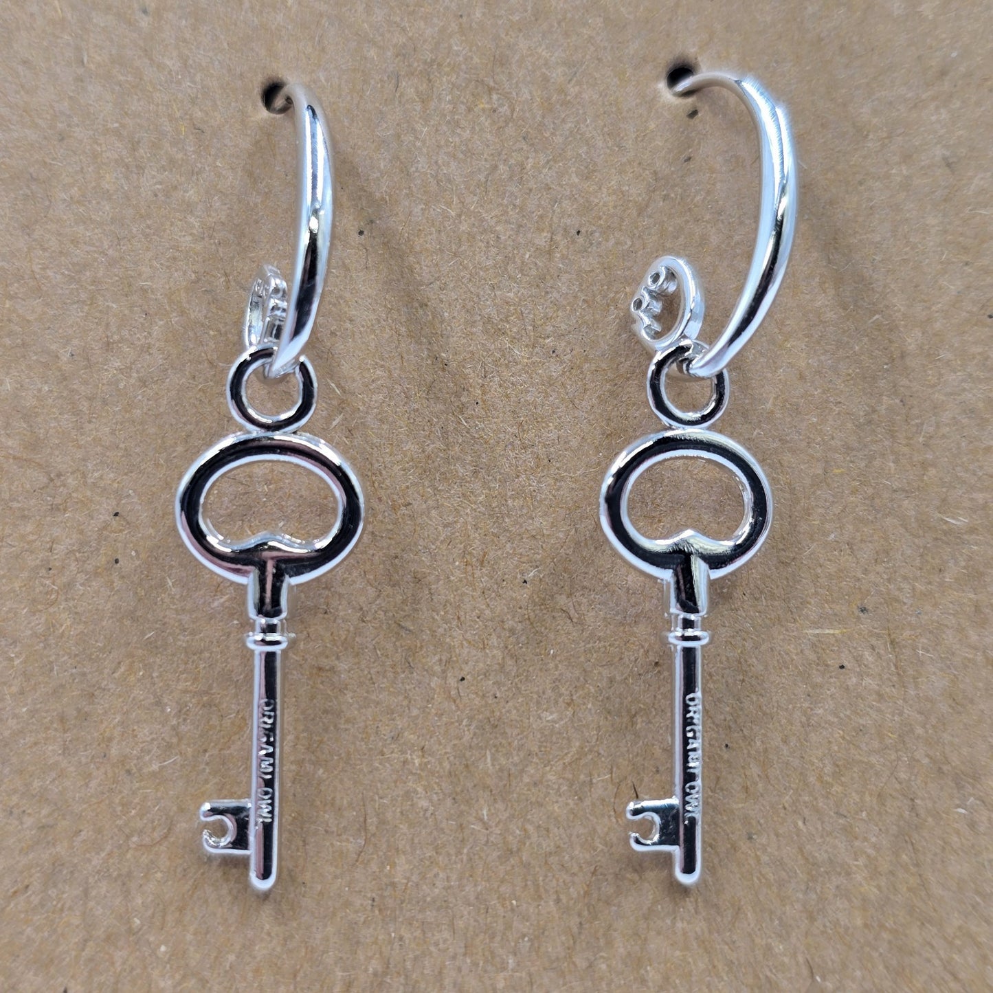 Origami Owl Authentic Silver Tone Classic Traditional Keys Dangle Earrings