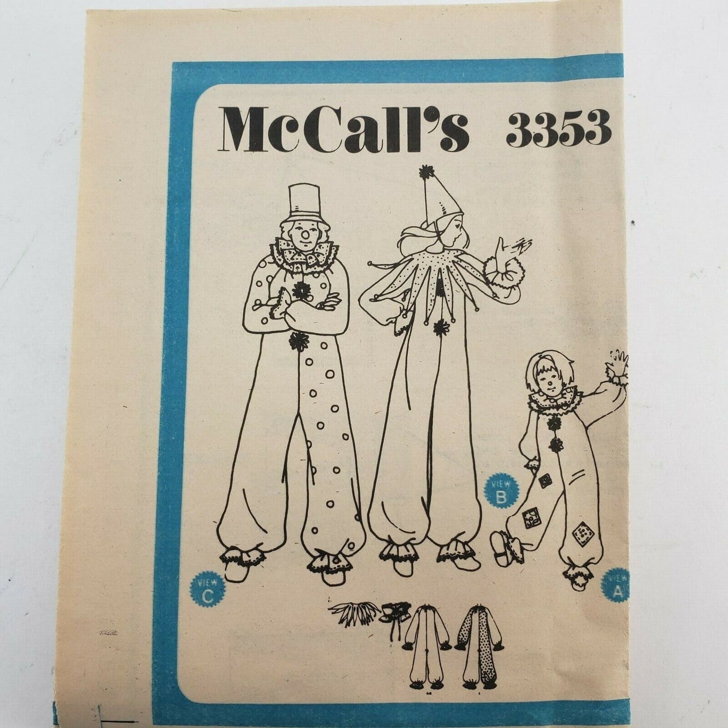 McCall's 3353 Clown Costume Sewing Pattern Toddlers Size 2-4 Cut Printed