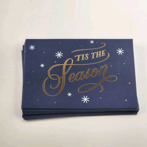 Hallmark Christmas Cards – Boxed Set of 72 with Envelopes – 6 Festive Blue & Gold Holiday Designs, Original Packaging