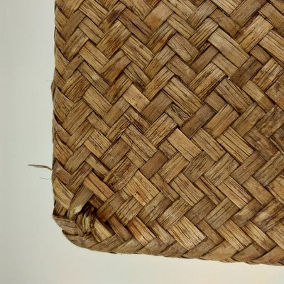 2 Seagrass Wicker Storage Baskets w/ Lids Flat Organizer Home Decor 13x11x3