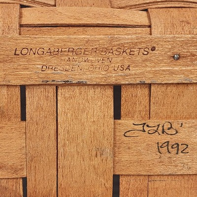 Longaberger Storage Pantry Basket with 6 Wooden Dividers & Leather Handles 1995